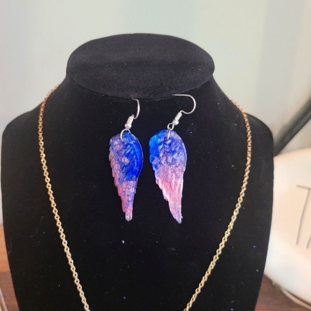 RESIN angel wing dangle earrings